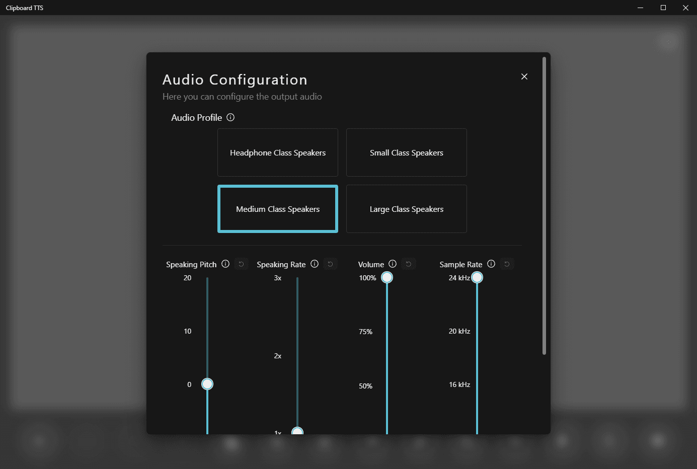audio config dark